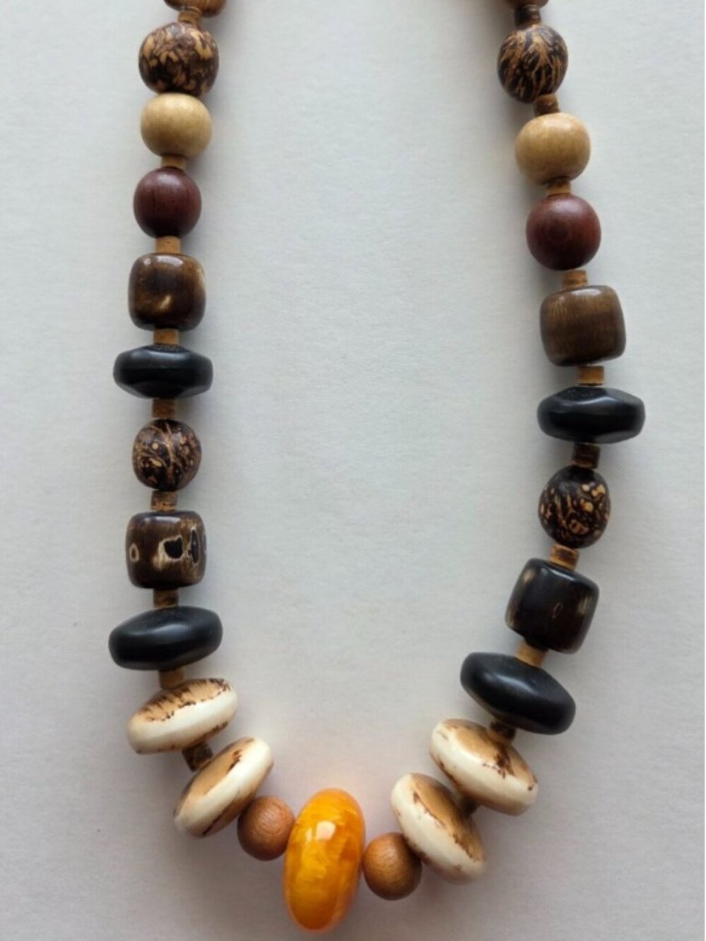 Handcrafted Brown & Amber Beaded Statement Necklace